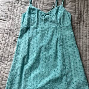 Posh Peanut Turquoise Eyelet Mini Dress